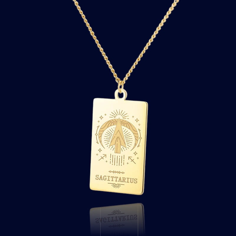 Collier Signe Zodiaque Sagittaire - Pendentif Parchemin "Echidna"