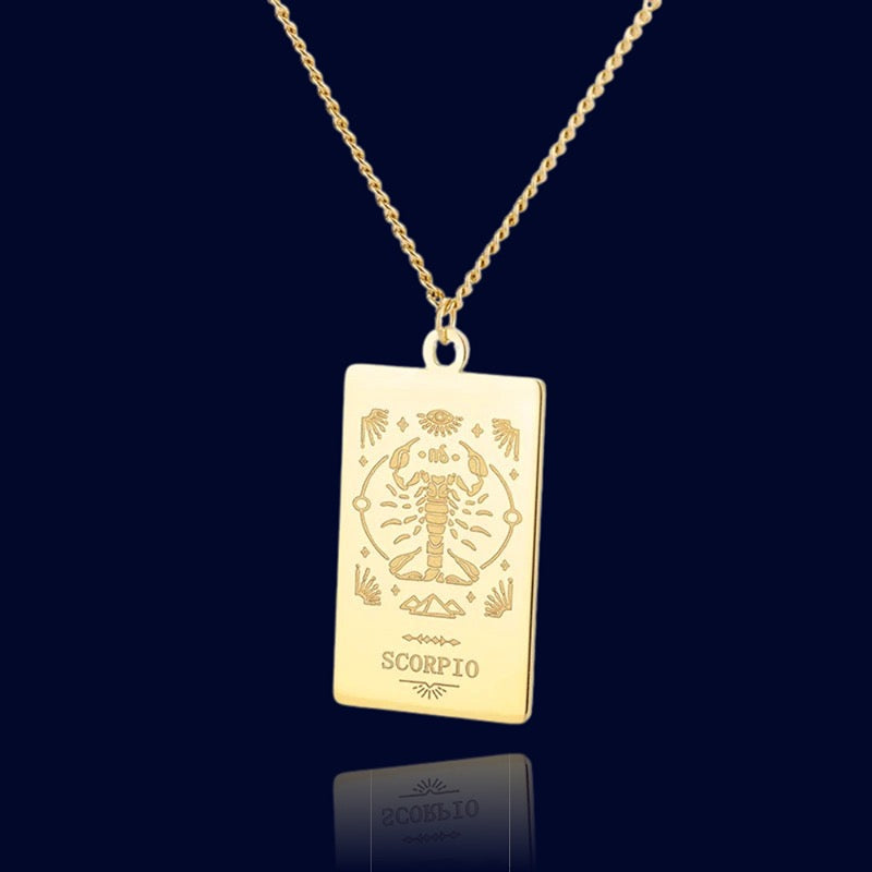 Collier Signe Zodiaque Scorpion - Pendentif Parchemin "Echidna"