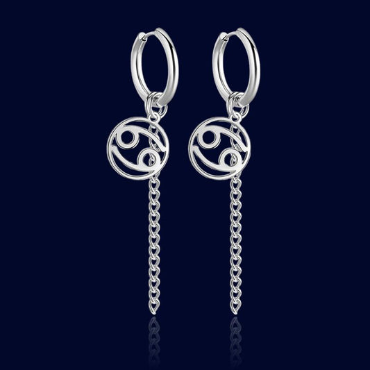 Boucles d'oreilles Pendantes Signe du Zodiaque Cancer "Titania"