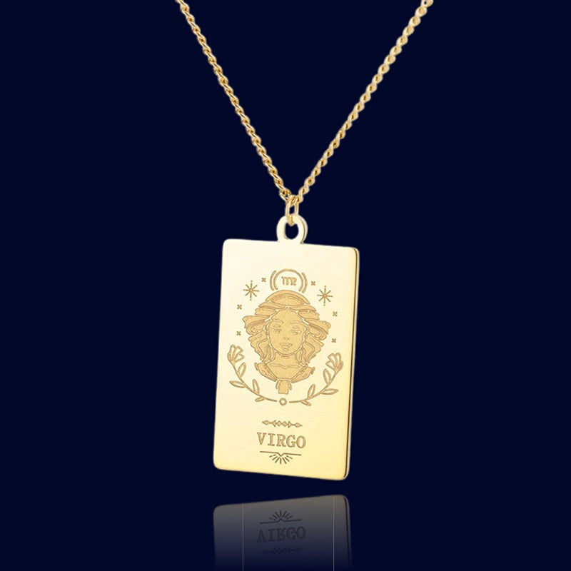 Collier Signe Zodiaque Vierge - Pendentif Parchemin "Echidna"