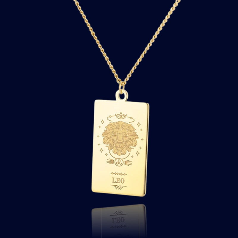 Collier Signe Zodiaque Lion - Pendentif Parchemin "Echidna"