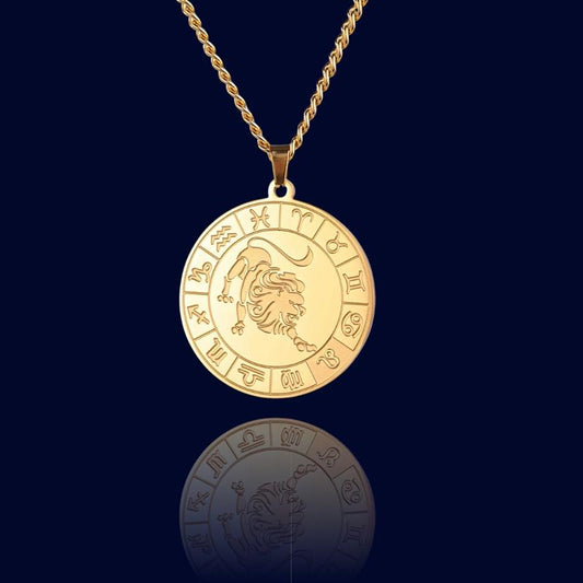 Collier Signe du Zodiaque Lion - Pendentif Cadran "Eldorado"