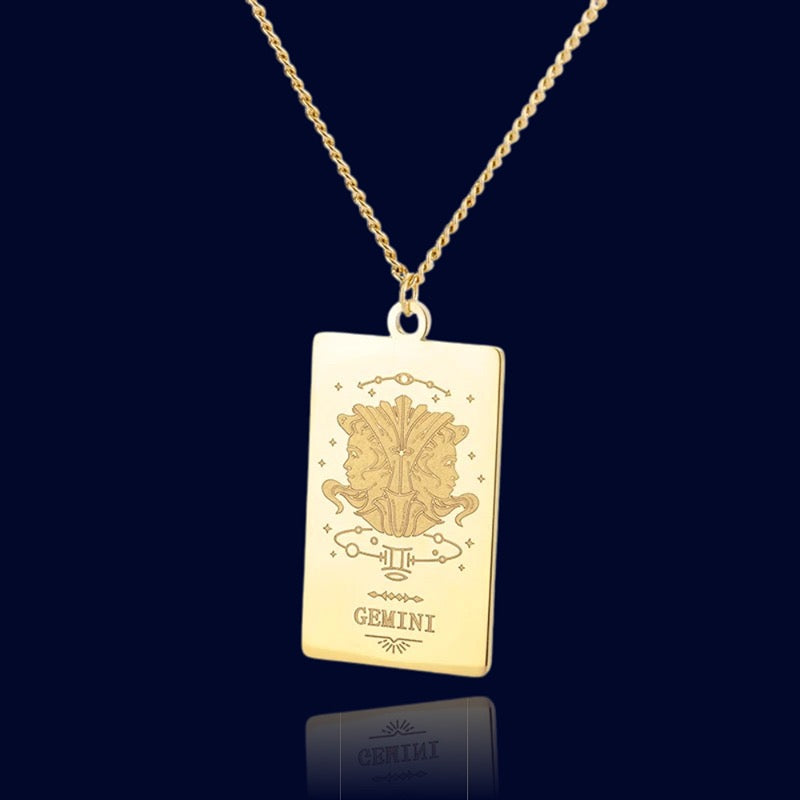 Collier Signe Zodiaque Gémeaux - Pendentif Parchemin "Echidna"