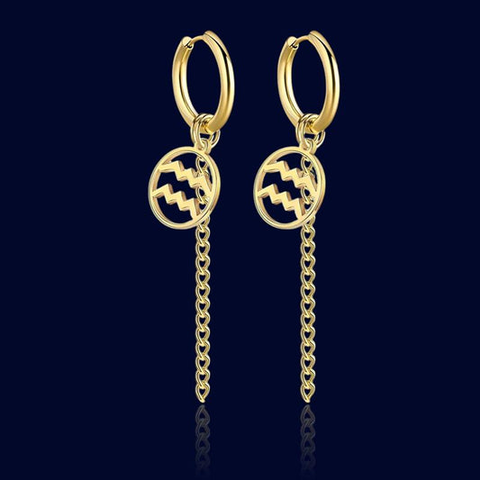 Boucles d'oreilles Pendantes Signe du Zodiaque Verseau "Titania"