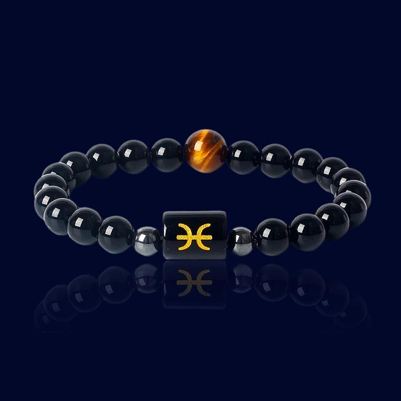 Bracelet Signe Zodiaque Poissons - Oeil de Tigre Jaune "Artemis"