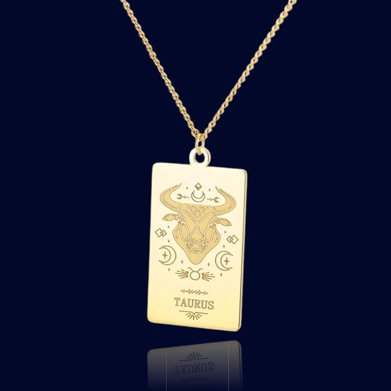 Collier Signe Zodiaque Taureau - Pendentif Parchemin "Echidna"