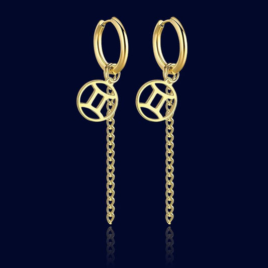 Boucles d'oreilles Pendantes Signe du Zodiaque Gémeaux "Titania"