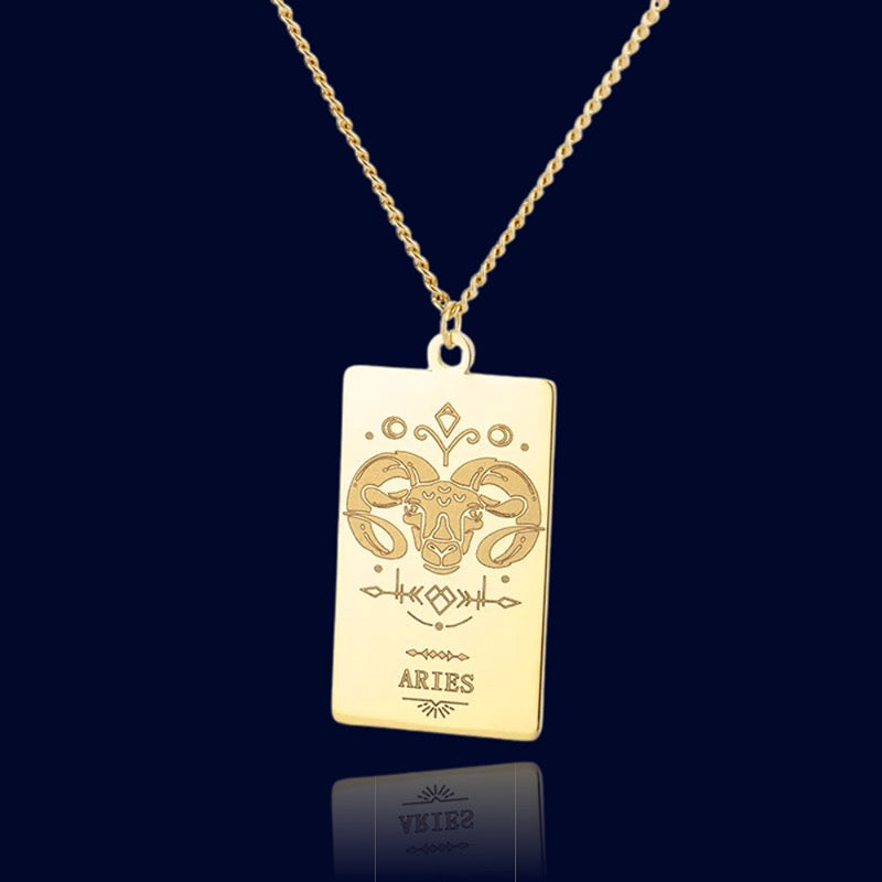 Collier Signe Zodiaque Bélier - Pendentif Parchemin "Echidna"