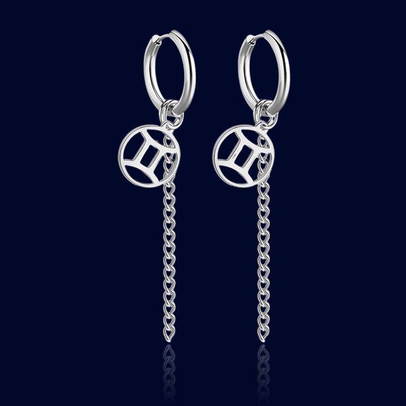 Boucles d'oreilles Pendantes Signe du Zodiaque Gémeaux "Titania"