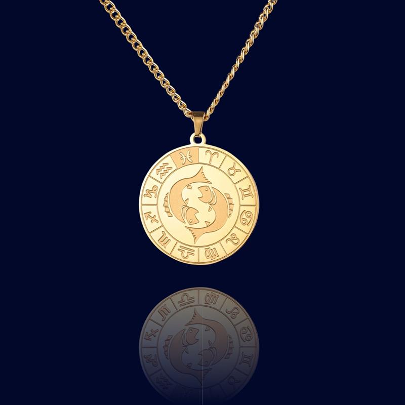 Collier Signe du Zodiaque Poissons - Pendentif Cadran "Eldorado"