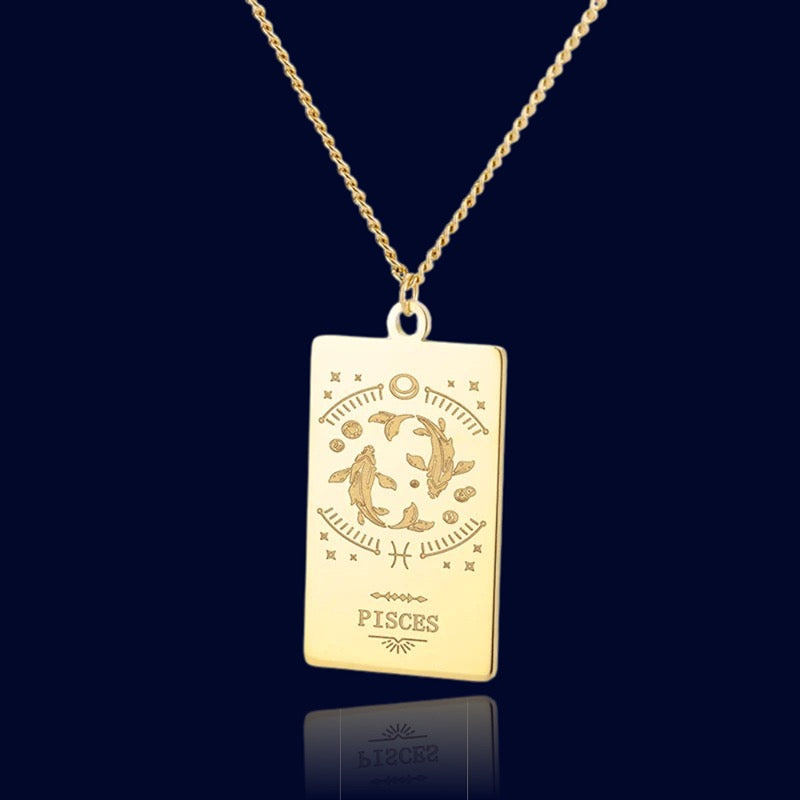 Collier Signe Zodiaque Poissons - Pendentif Parchemin "Echidna"