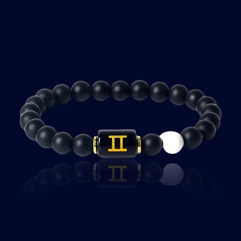 Bracelet Signe Astrologique Gémeaux - Pierre d'Onyx "Sirius"