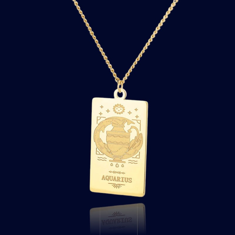 Collier Signe Zodiaque Verseau - Pendentif Parchemin "Echidna"