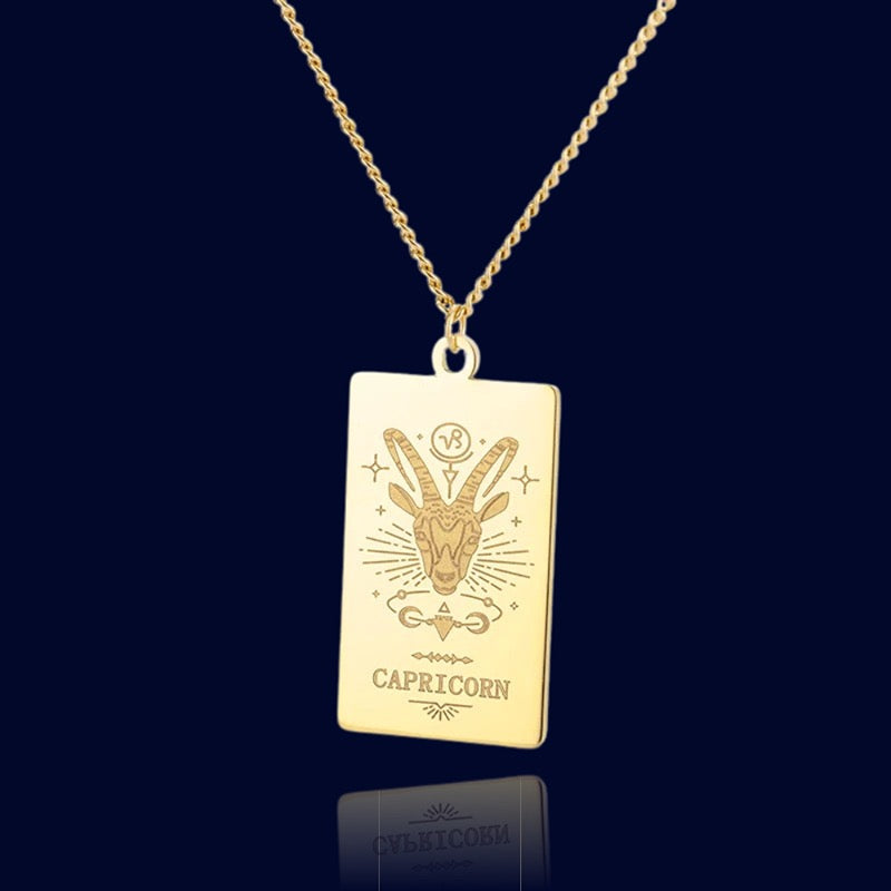 Collier Signe Zodiaque Capricorne - Pendentif Parchemin "Echidna"