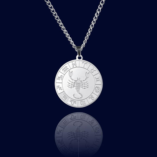 Collier Signe du Zodiaque Scorpion - Pendentif Cadran "Eldorado"