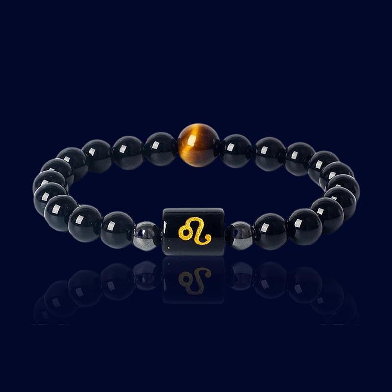 Bracelet Signe Zodiaque Lion - Oeil de Tigre Jaune "Artemis"