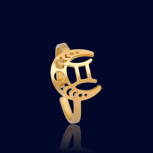 Bague Signe Astro Lunaire Gémeaux "Astrae"