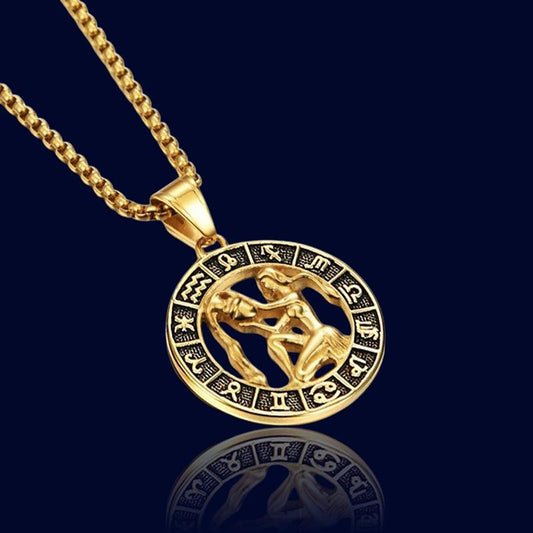 Collier du Zodiaque Verseau - Pendentif Medaille "Hades"