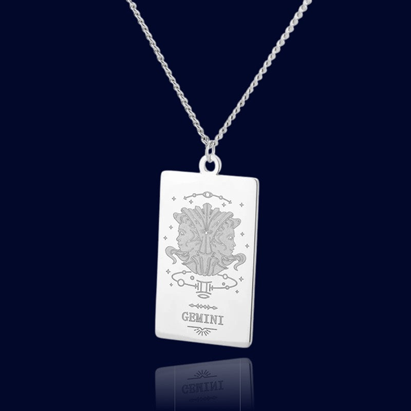 Collier Signe Zodiaque Gémeaux - Pendentif Parchemin "Echidna"