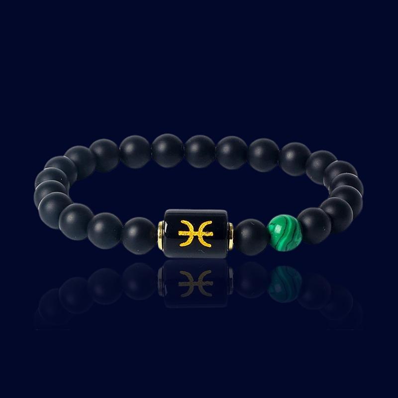 Bracelet Signe Astrologique Poissons - Pierre d'Onyx "Sirius"