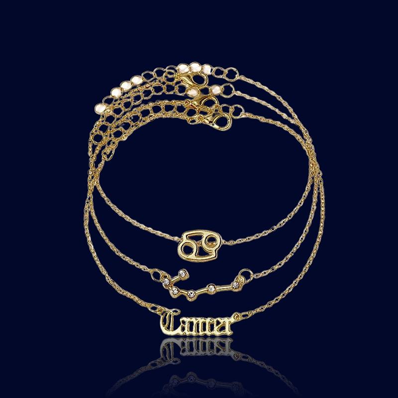 Bracelets de Cheville Astrologique 3 Pièces Cancer "Zeus"