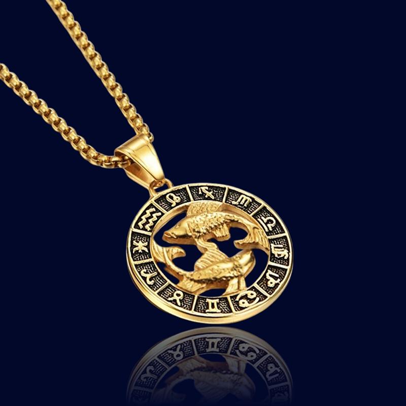 Collier du Zodiaque Poissons - Pendentif Medaille "Hades"