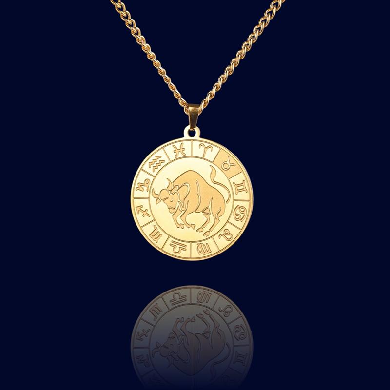 Collier Signe du Zodiaque Taureau - Pendentif Cadran "Eldorado"