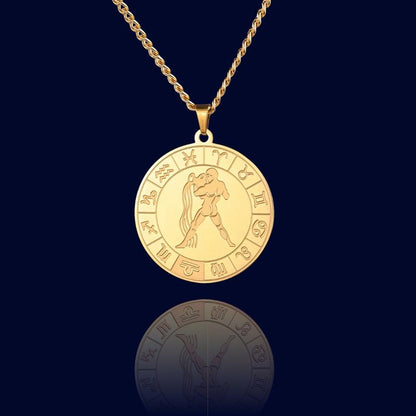 Collier Signe du Zodiaque Verseau - Pendentif Cadran "Eldorado"